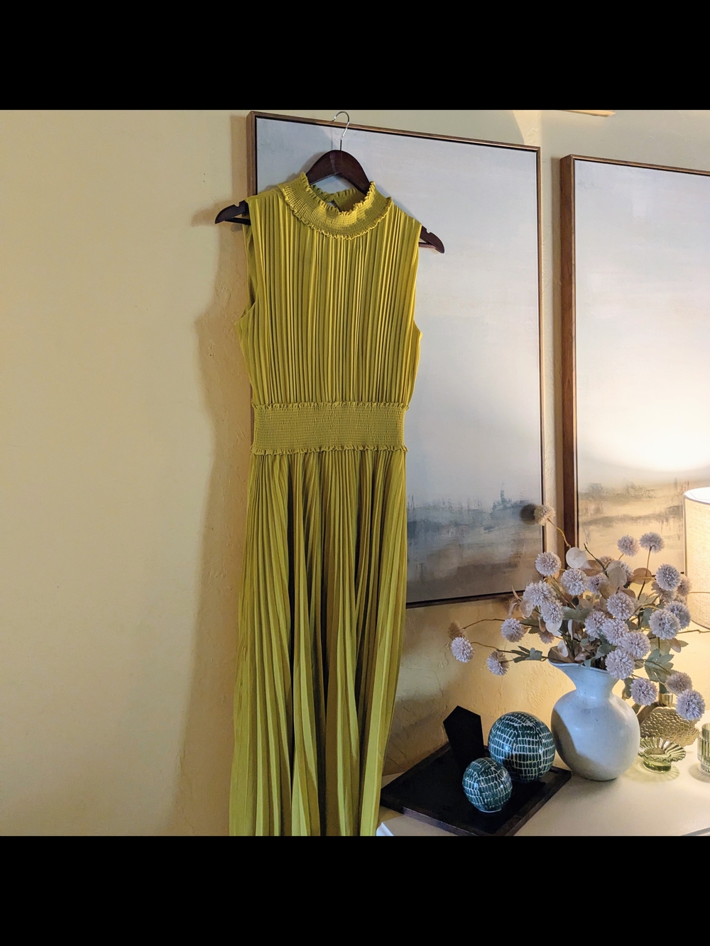 Nanette Lepore Sunny Yellow Pleated Maxi Dress